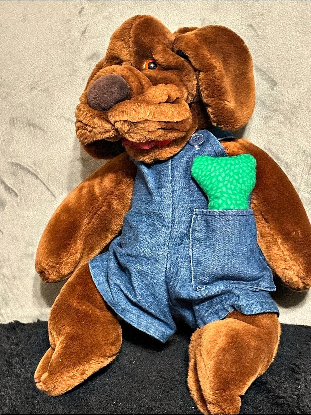 Vintage Wrinkles the Dog Plush with Original Bone #169567